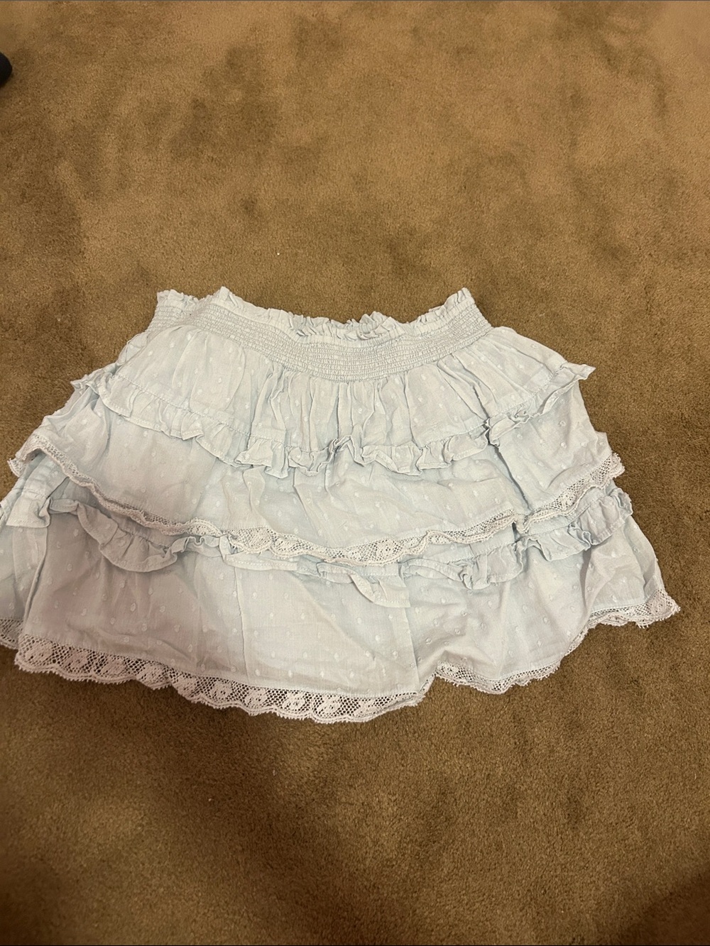 LoveShackFancy Soft Blue Ruffled Skirt